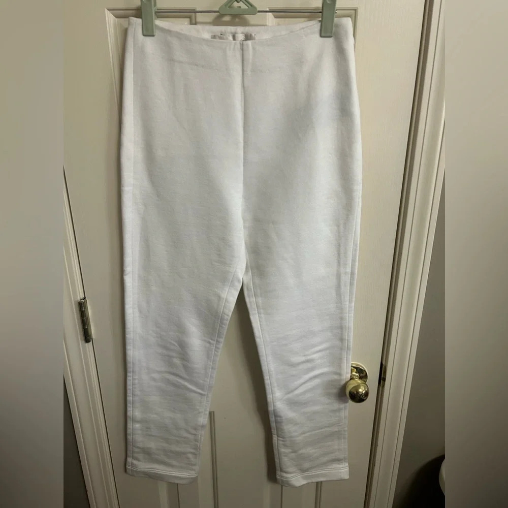 A_Plan_Application White Terry Cloth Cotton Side Zip Ankle Pants Size Medium